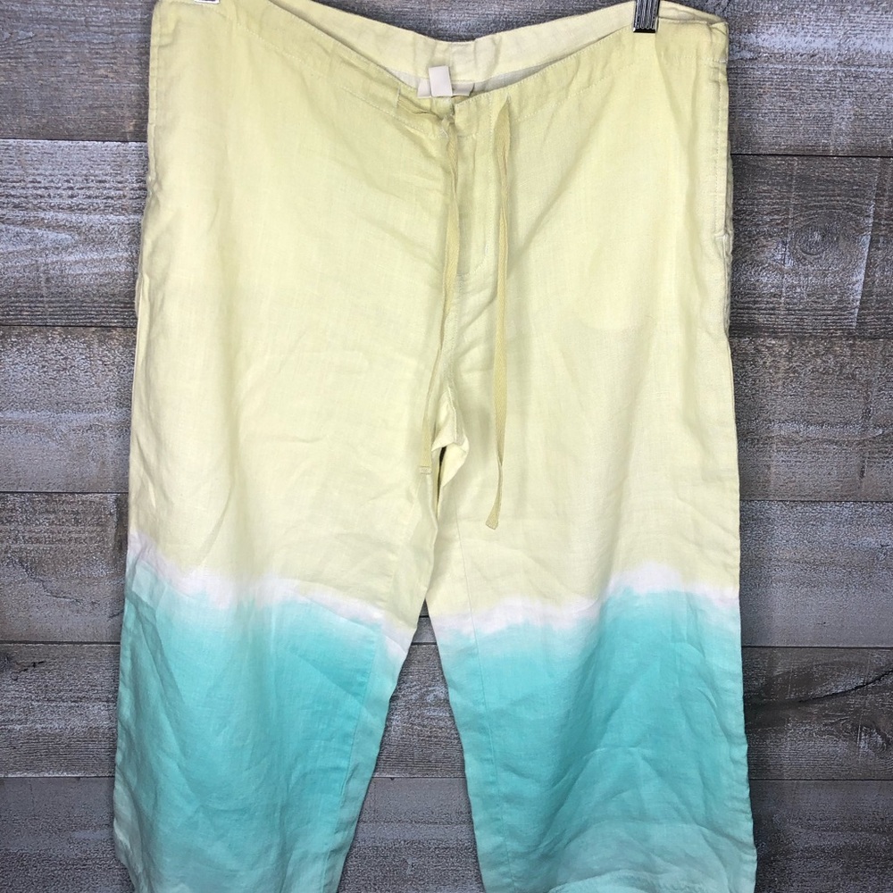 J. Jill 100% hemp ombre dye cropped beach pants lightweight